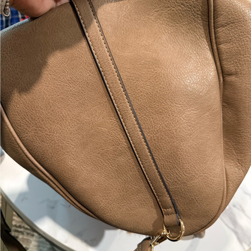 Sole Society Beige Leather Bag with Animal Print Interior - Picture 12 of 12